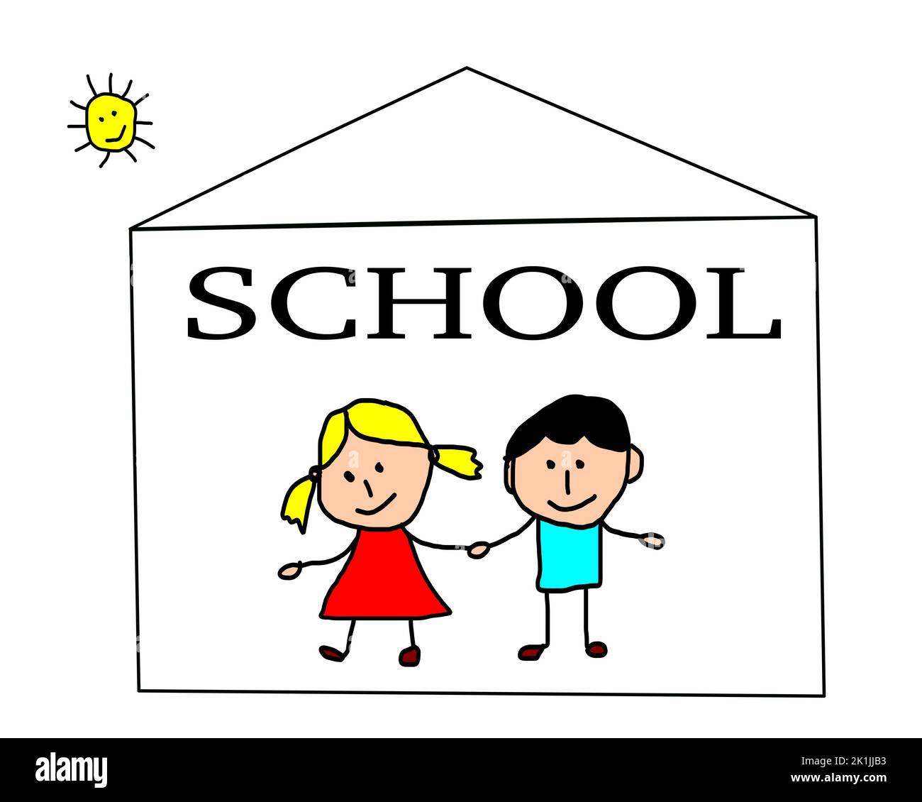 Dessin pour enfants - carte de greetig de concept de rentrée Banque D'Images