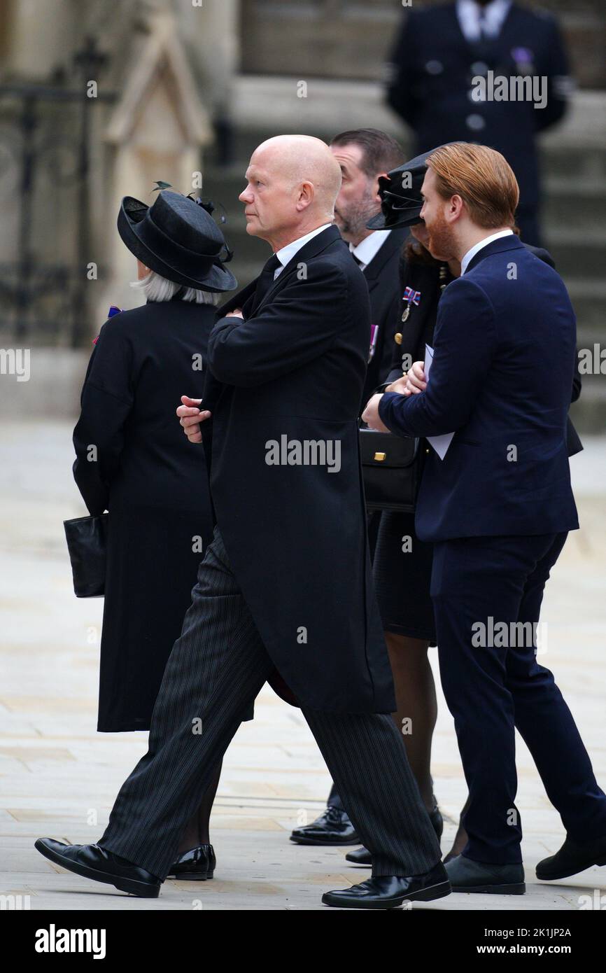 William Hague arrivant au funérailles d'État de la reine Elizabeth II, qui s'est tenu à l'abbaye de Westminster, à Londres. Date de la photo: Lundi 19 septembre 2022. Banque D'Images