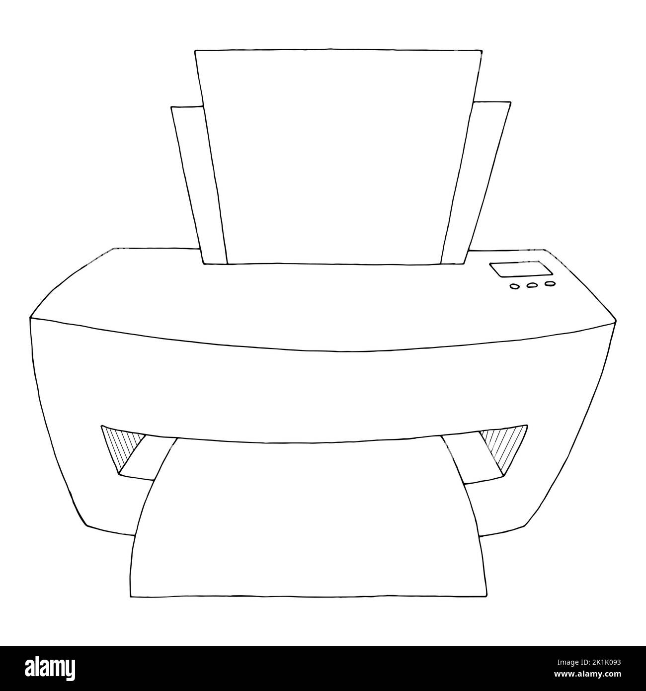 Schéma de l'imprimante noir blanc esquisse vecteur d'illustration isolé Illustration de Vecteur