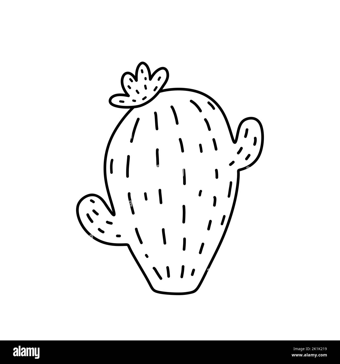 Mignon cactus de dessin animé isolé sur fond blanc. Illustration vectorielle dessinée à la main, style doodle. Parfait pour les cartes, le logo, les décorations, divers motifs. Falaise botanique. Illustration de Vecteur