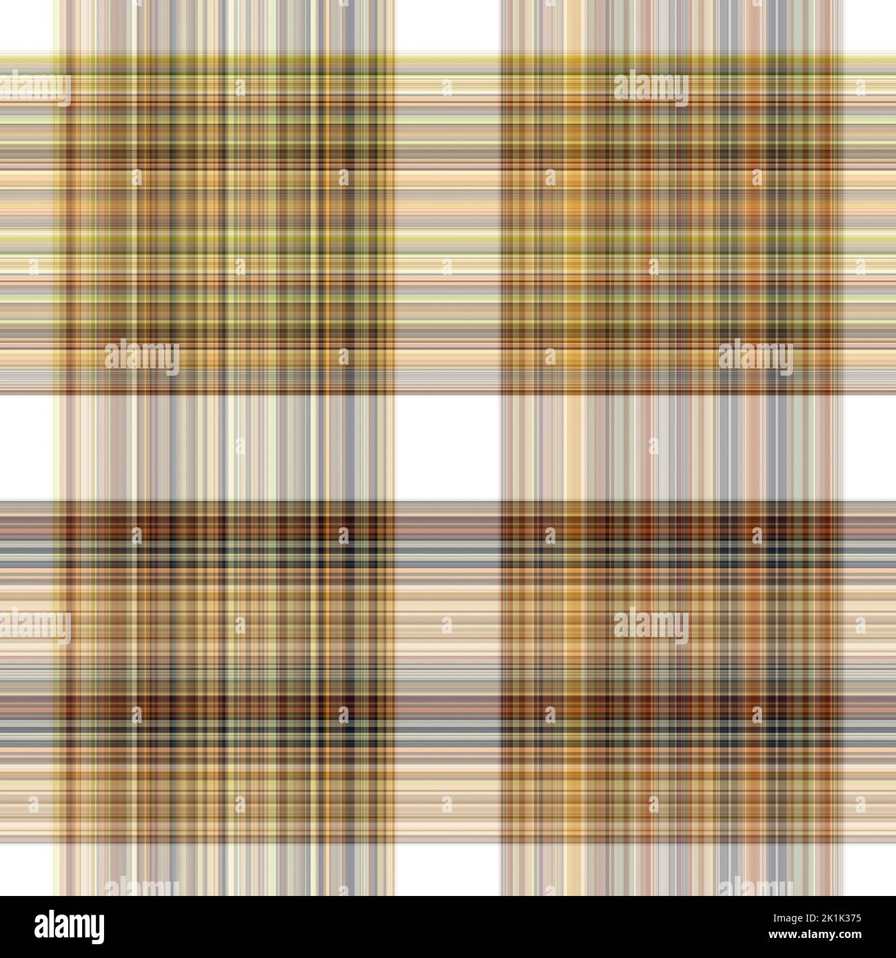 Tissu écossais blanc forêt à motif sans couture. Motif écossais de forêt automnale ton sur ton avec texture organique. Arrière-plan de bande orange pour papier peint rugueux. Banque D'Images