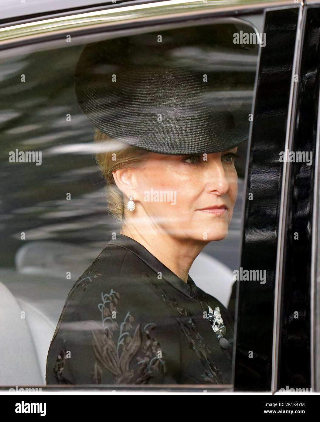 La comtesse de Wessex arrive devant le funéraire d'État de la reine Elizabeth II, qui s'est tenu à l'abbaye de Westminster, à Londres. Date de la photo: Lundi 19 septembre 2022. Banque D'Images