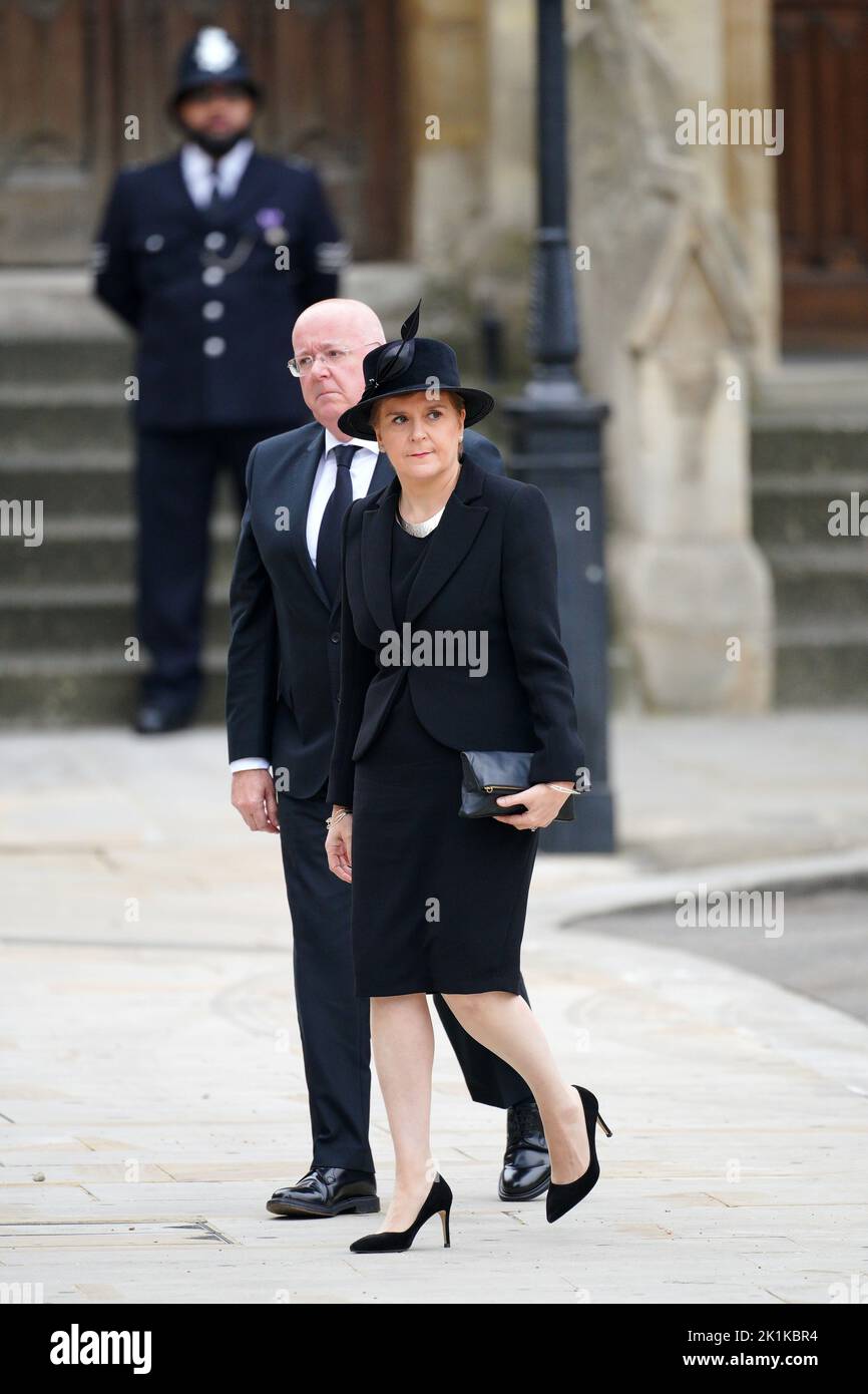 Le premier ministre Nicola Sturgeon au funérailles d'État de la reine Elizabeth II, tenu à l'abbaye de Westminster, à Londres. Date de la photo: Lundi 19 septembre 2022. Banque D'Images