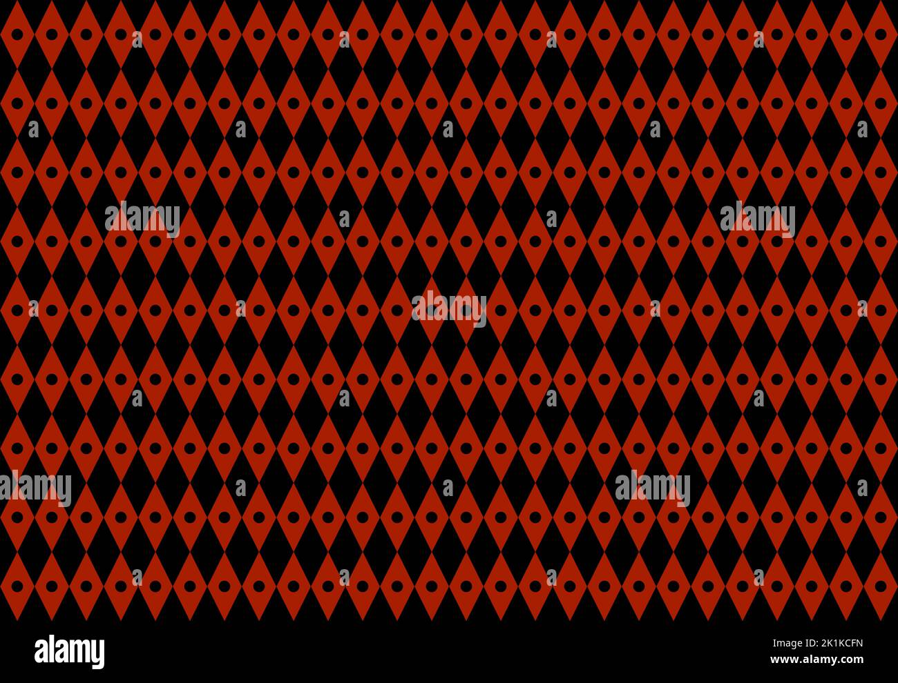 Conception sans couture avec losanges ou losanges noirs et rouges répétés et petits cercles de couleur opposée au milieu des cercles rouges Banque D'Images