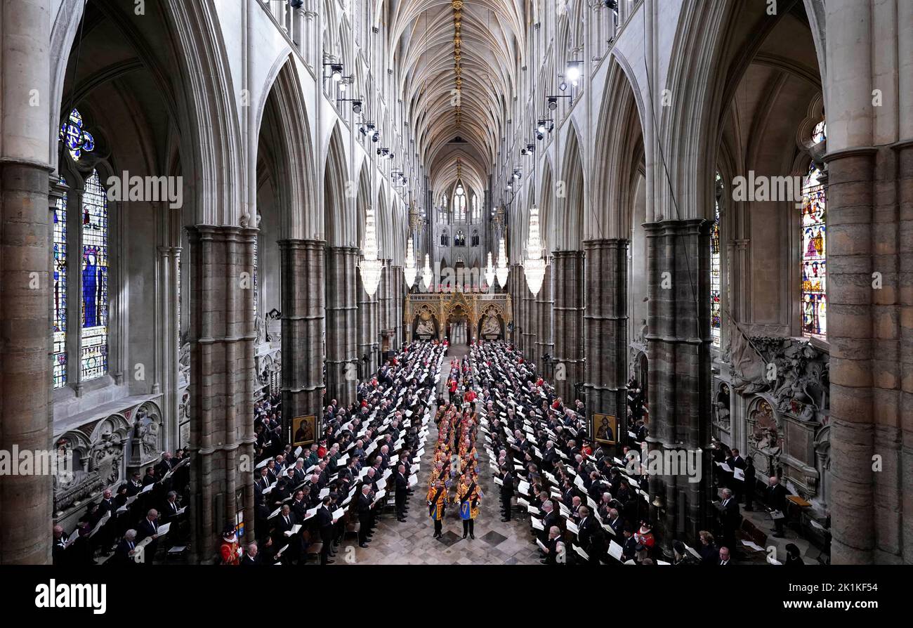 Le funéraire d'État de la reine Elizabeth II, tenu à l'abbaye de Westminster, à Londres. Date de la photo: Lundi 19 septembre 2022. Banque D'Images