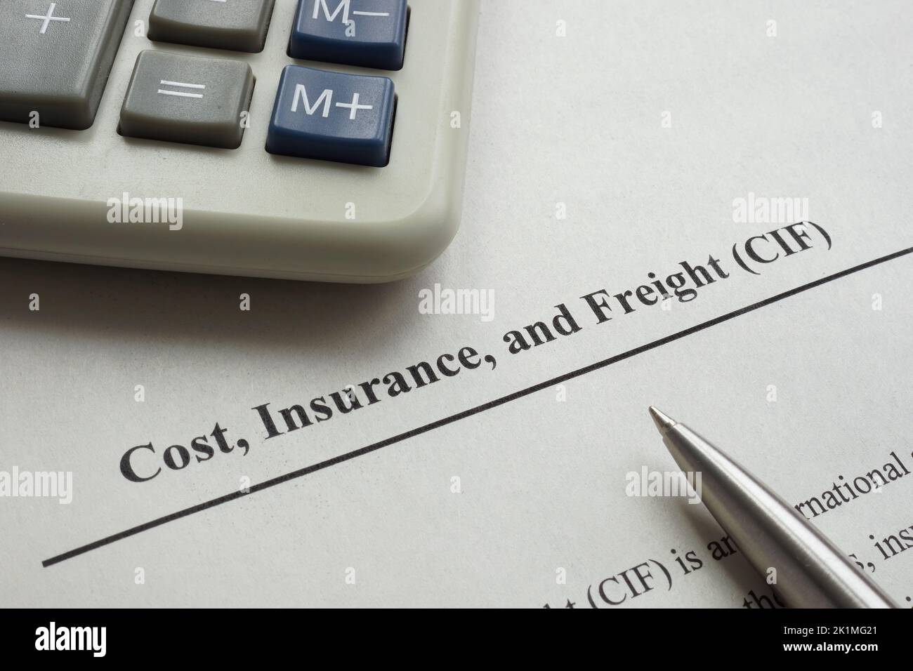 Informations sur le coût, l'assurance et le fret CIF. Banque D'Images