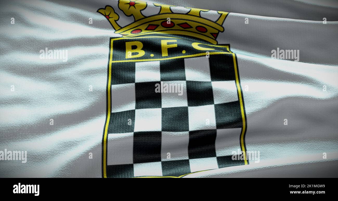 Barcelone, Espagne - 17 septembre 2022 : club de football Boavista FC, logo de l'équipe de football. 3D illustration, Editorial. Banque D'Images