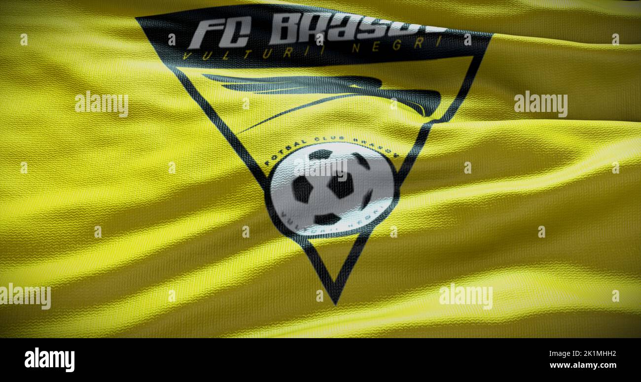 Barcelone, Espagne - 17 septembre 2022 : club de football Brasov FC, logo de l'équipe de football. 3D illustration, Editorial. Banque D'Images