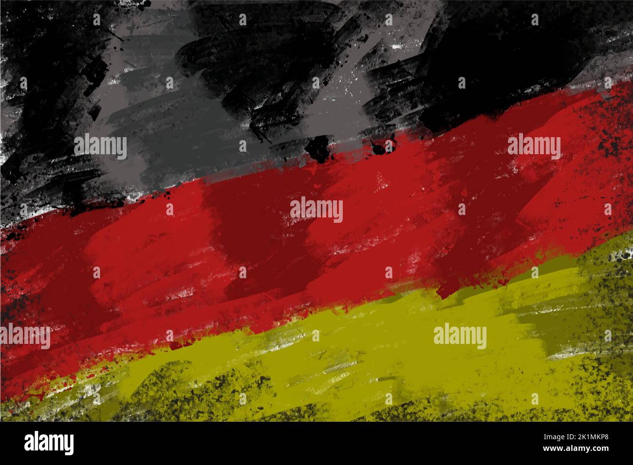 Drapeau de l'Allemagne, peinture acrylique, grunge avec des éraflures, couleurs patriotiques, coups de pinceau faits main Illustration de Vecteur