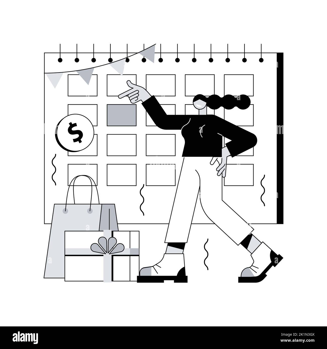 Illustration du vecteur de concept abstrait de gestion des événements. Service de planification de fêtes d'entreprise, logiciel de gestion d'événements, organisateur de réunions, société de production, conception de lieux, planifier la métaphore abstraite. Illustration de Vecteur