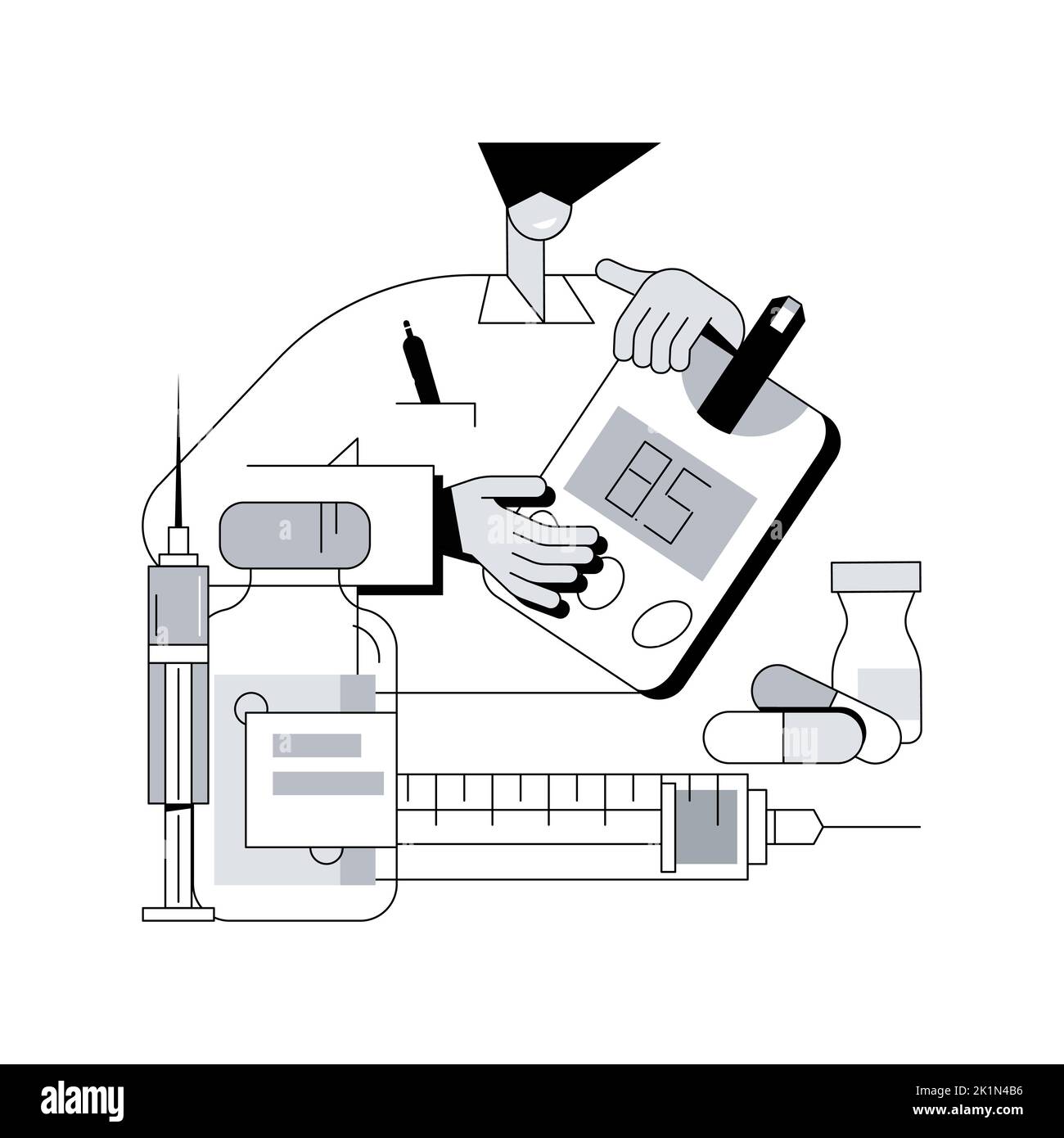 Resima Inj Diabète médicaments résumé concept vecteur illustration. Traitement du ...