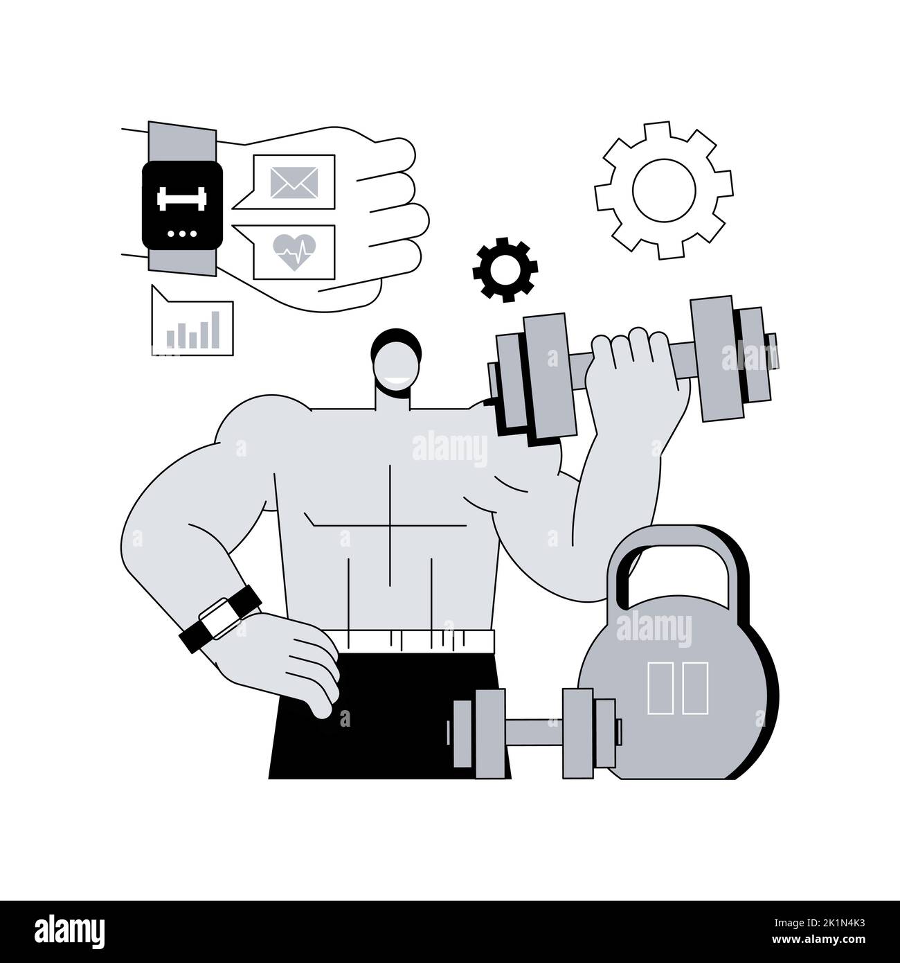 Illustration du vecteur de concept abstrait SMART Training. Programmes et outils d'entraînement en ligne intelligents, nouvelle technologie de gym, application d'entraînement de fitness, améliorer la santé, perte de graisse, métaphore abstraite de virage. Illustration de Vecteur