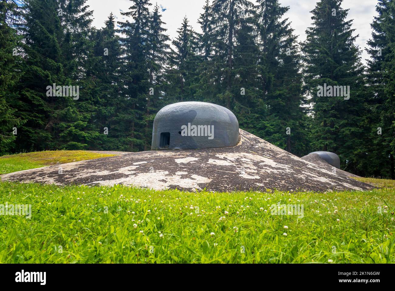 Soute militaire R-H-S 78 Na Pasece tourelle d'artillerie, Orlicke hory, Tchèque, fortifications frontalières tchécoslovaques WW II Banque D'Images