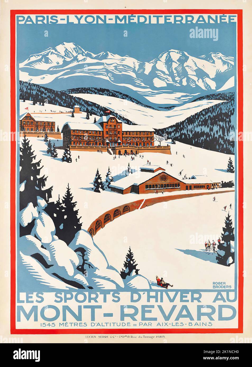 Affiche de voyage vintage - Roger Broders les Sports d'hiver au Mont-Revard 1927 Banque D'Images