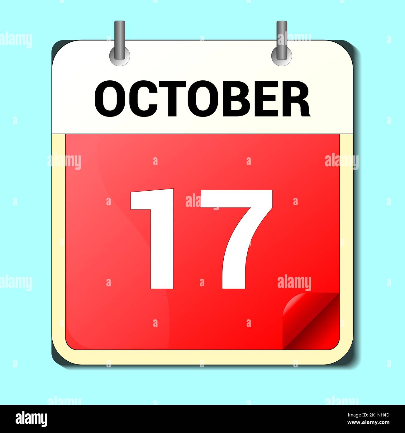 Calendrier jour -17 octobre illustration vectorielle style plat Illustration de Vecteur