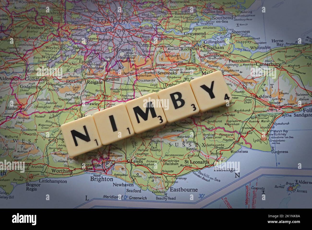 Angleterre du Sud-est NIMBY - pas dans mon arrière-cour, comme LA BANANE - ne construire absolument rien n'importe où près de rien Banque D'Images