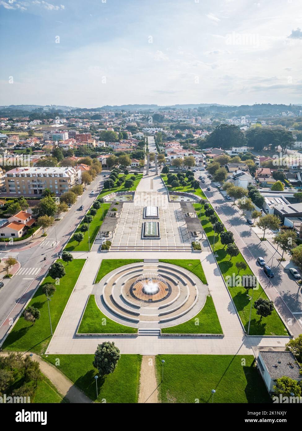 Vue aérienne sur la place Senhor da Pedra à Miramar, Portugal Banque D'Images