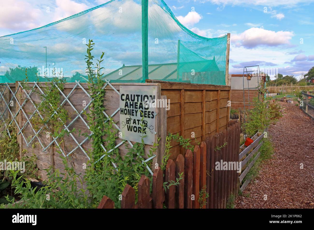 Apiculture, GAFA, Glossopdale action pour les allotements, Gamesley Estate, Melandra Castle Road, Gamesley, High Peak, Angleterre, ROYAUME-UNI, SK13 0BN Banque D'Images