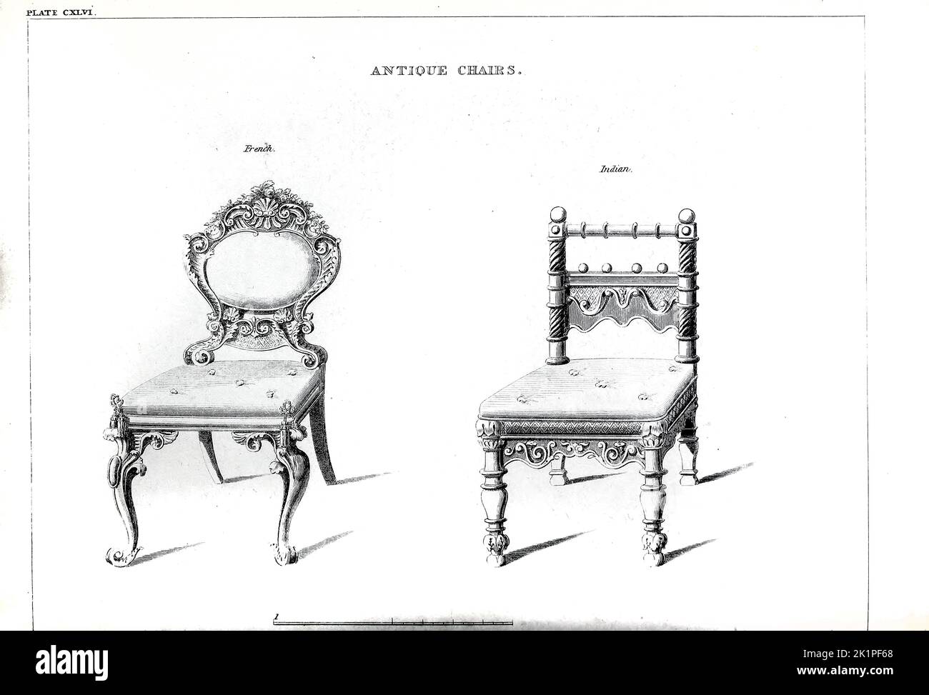 Chaises anciennes du guide du fabricant d'armoires et du tapissier : étant un livre de dessin complet, dans lequel seront compris des traités sur la géométrie et la perspective comme applicable aux branches ci-dessus de la mécanique illustré par de nombreuses gravures de nouveaux et originaux dessins pour les meubles de ménage, Et décoration intérieure magnifiquement et correctement colorée par Smith, George, 1808-1899 Date de publication 1826 Éditeur Londres : Jones and Co Banque D'Images