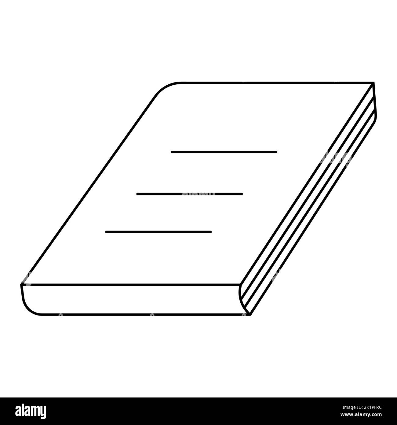 Livre. Vue de dessus. Esquisse. Illustration vectorielle. Manuel scolaire en position fermée. Livre de coloriage pour enfants. Style Doodle. Illustration de Vecteur