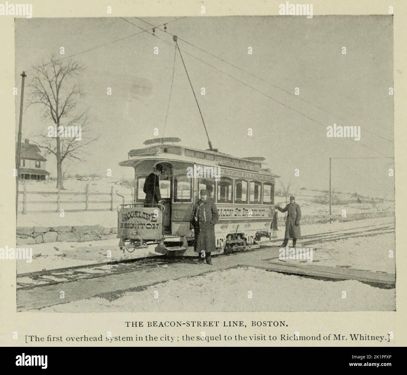 The Beacon Street overhead Line, Boston, Massachusetts, tiré de l'article LEÇONS DE LA RICHMOND ELECTRIC RAIL-WAY du magazine Engineering CONSACRÉ AU PROGRÈS INDUSTRIEL Volume VII avril à septembre 1894 NEW YORK The Engineering Magazine Co Banque D'Images