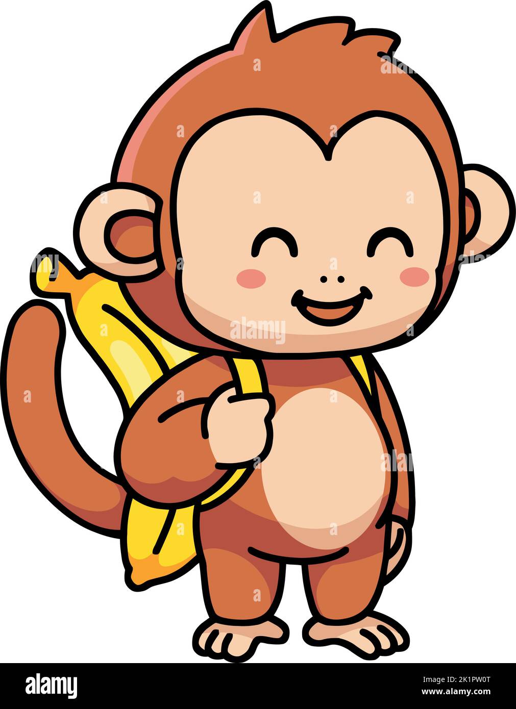 Illustration vectorielle d'un joli singe cartoon isolé sur fond blanc Illustration de Vecteur