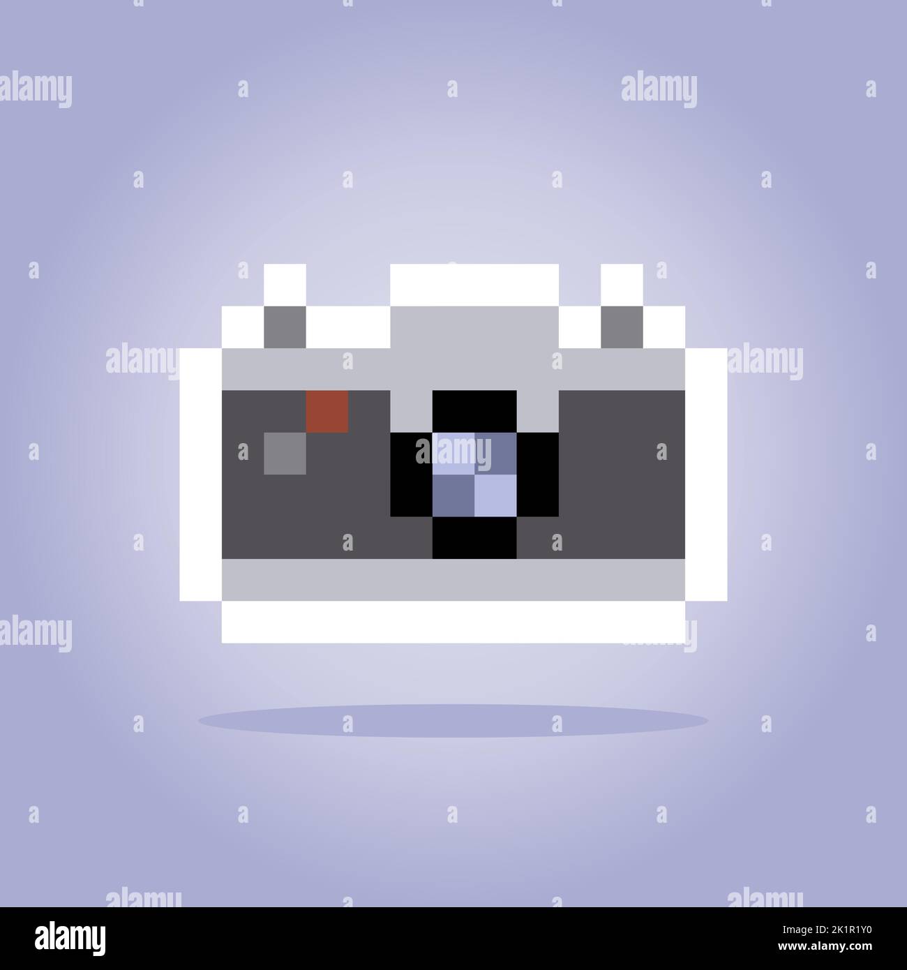 Vintage 8 bit caméra pixel Art. Illustration vectorielle du motif de point de croix de caméra. Illustration de Vecteur