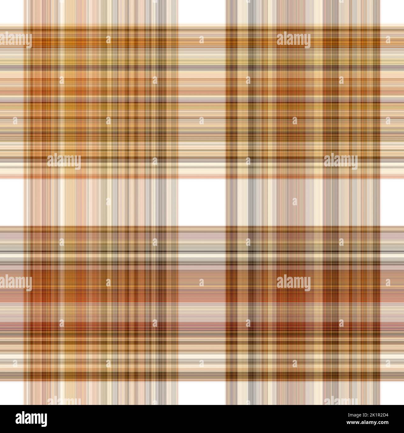 Tissu écossais blanc forêt à motif sans couture. Motif écossais de forêt automnale ton sur ton avec texture organique. Arrière-plan de bande orange pour papier peint rugueux. Banque D'Images