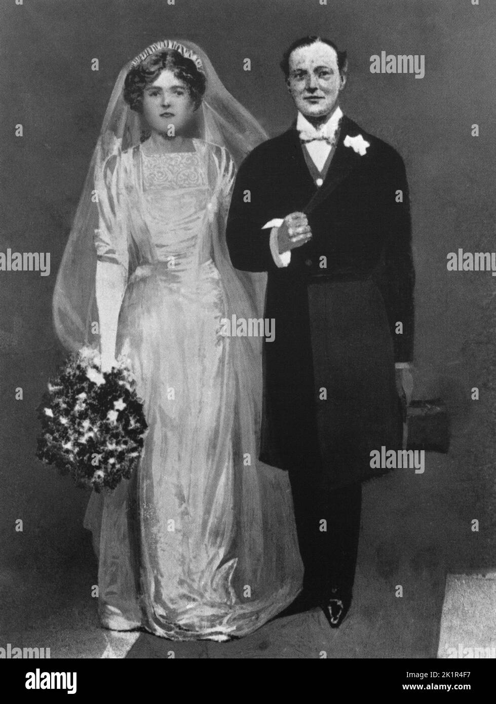 Le mariage de Winston Churchill à Clementine Hozier. Westminster 1908 Banque D'Images