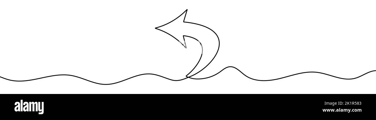 Dessin de ligne continue de la flèche de retour. Icône de flèche de retour linéaire. Arrière-plan de mise en plan à une ligne. Illustration vectorielle. Icône de ligne continue avec flèche Illustration de Vecteur