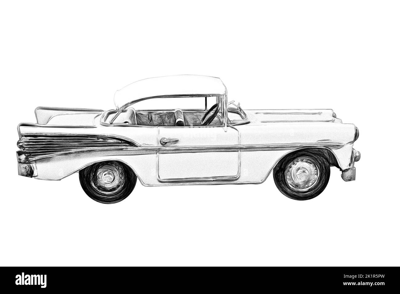 motif voiture rétro noir et blanc sur fond blanc. Photo de haute qualité Banque D'Images