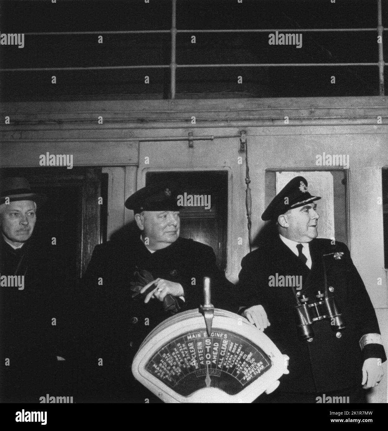 Winston Churchill sur le Cunard de la ligne 'Reine Elizabeth' sur son chemin aux États-Unis. 1946 Banque D'Images