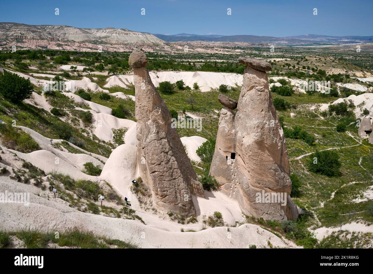 Érosion formation des trois beautés, Üç Güzeller, Cappadoce, Anatolie, Turquie Banque D'Images