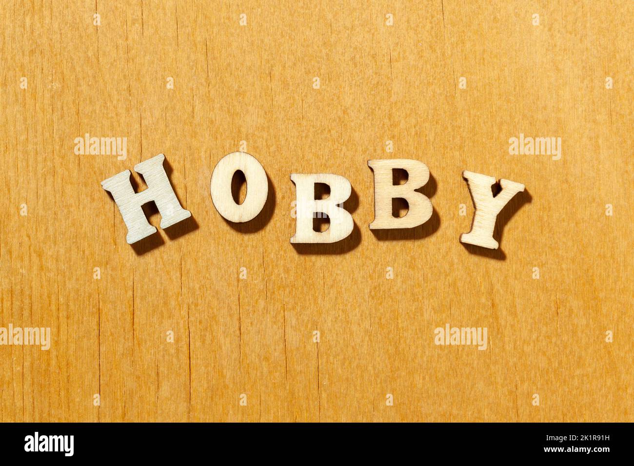Mot 'Hobby' par des lettres en bois gros plan Banque D'Images