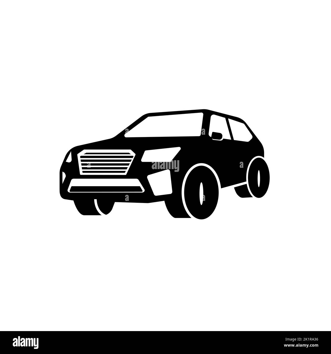 Icône SUV. Transport tout-terrain. Silhouette linéaire de contour noir. Vue latérale. Contours modifiables. Illustration graphique simple vectorielle. Illustration de Vecteur