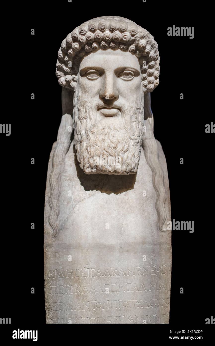 Buste des Hermes (copie des Hermes par Alchemene) 2nd siècle ce de Pergamon.Istanbul Musée archéologique. Banque D'Images