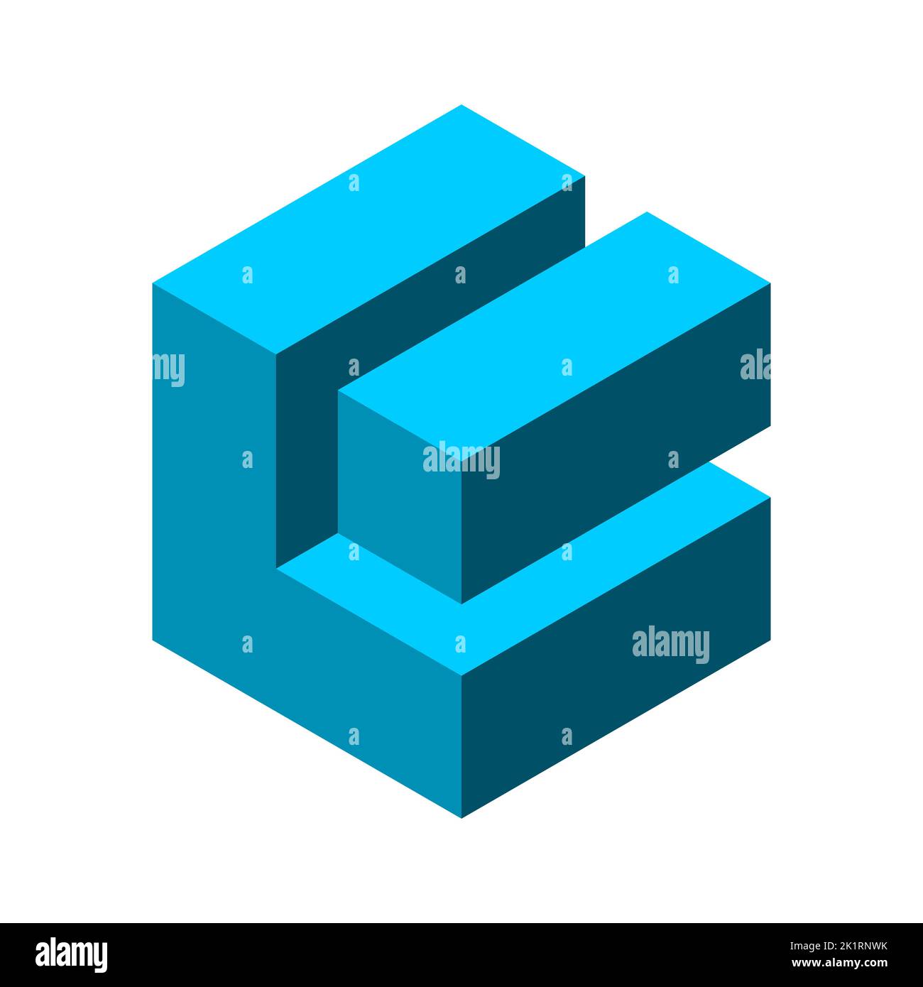 Modèle de logo en forme de boîte bleu moderne de 3D lettres L et I. Forme géométrique isométrique. Concept de symbole d'entreprise. Architecture, bâtiment. Illustration de Vecteur