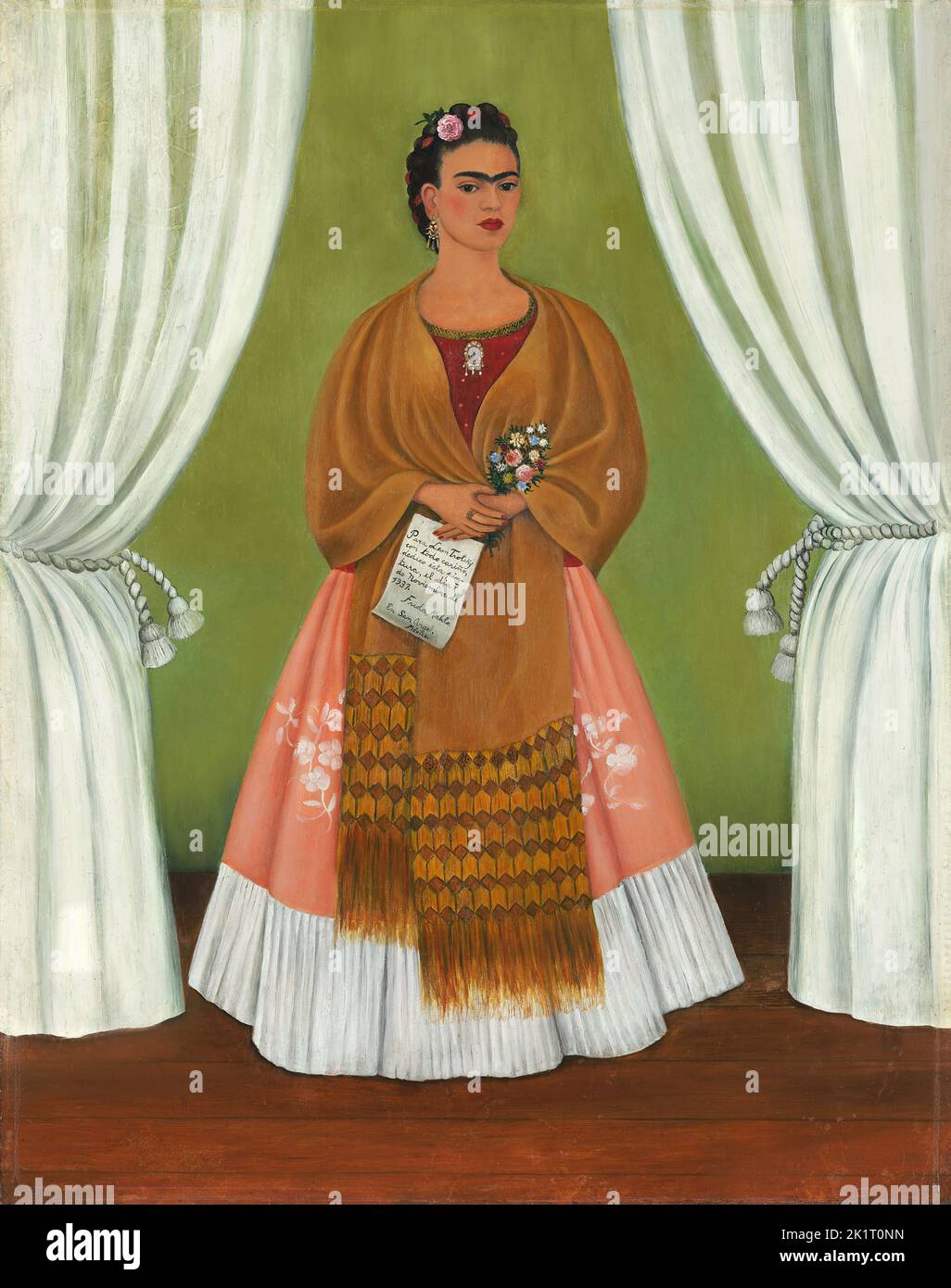 Autoportrait dédié à Léon Trotsky. Musée: Musée national des femmes dans les arts auteur: FRIDA KAHLO. Banque D'Images