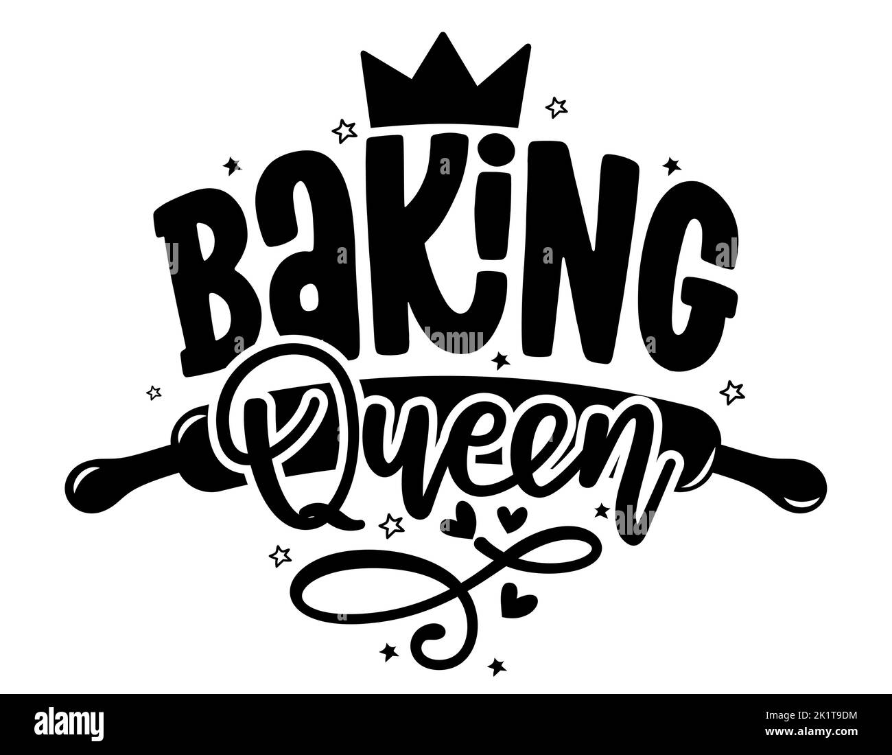 Pâtisserie queen - serviette de chatons citation étiquette. Idéal pour le logo de la boulangerie, le badge, l'autocollant ou le cadeau de la fête des mères. Illustration, design d'emballage alimentaire fait maison. Allez Illustration de Vecteur