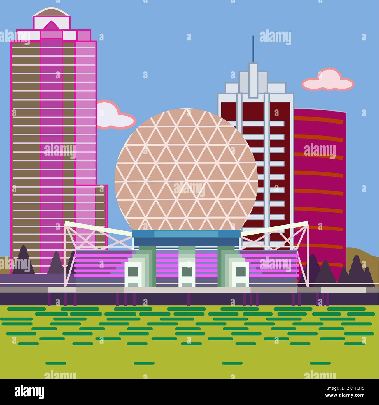 paysage urbain dôme structure de construction Illustration de Vecteur