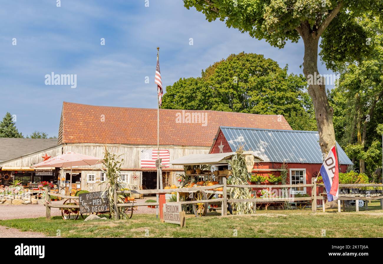 Ferme en bord de route sur la fourche nord de long Island Banque D'Images