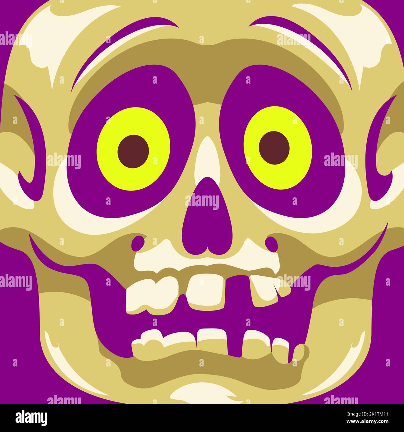 Avatar crâne Halloween en style dessin animé pour l'impression et la conception.Illustration vectorielle. Illustration de Vecteur
