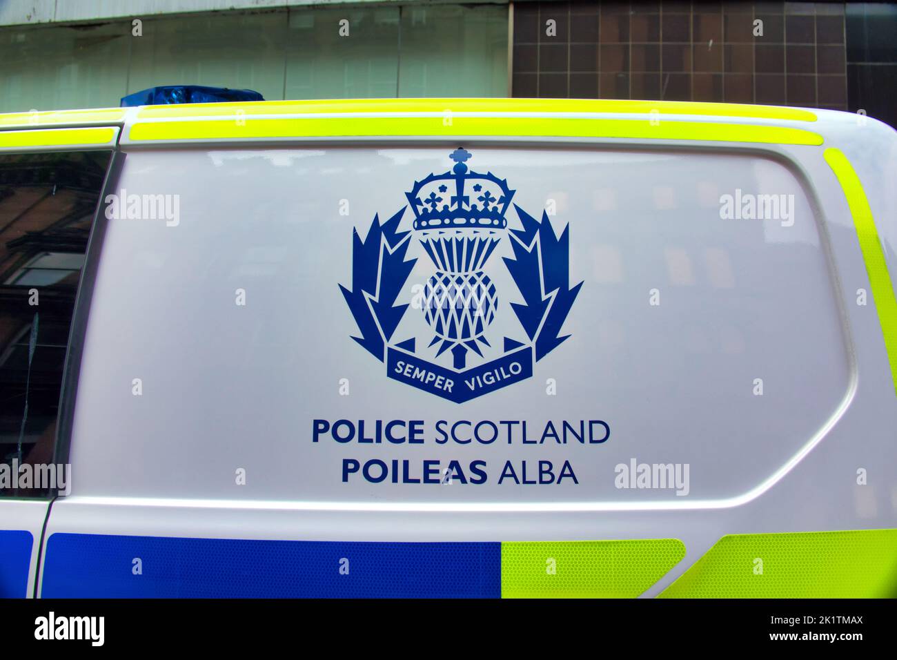 Police Scotland alba poleas van car Glasgow, Écosse, Royaume-Uni Banque D'Images