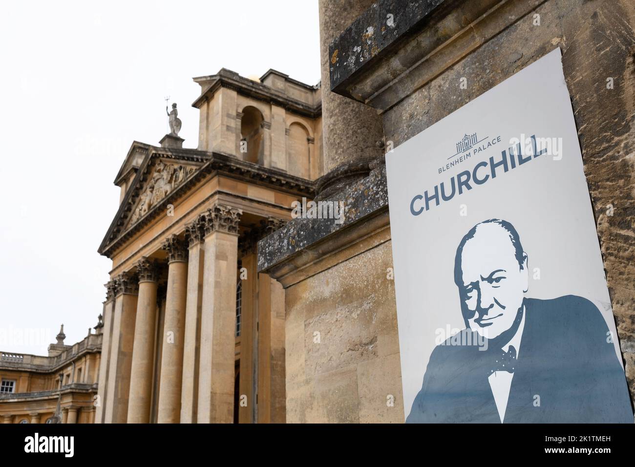 Entrée au musée Churchill à Blenheim Palace, une maison de campagne monumentale dans l'Oxfordshire, Angleterre. Patrimoine mondial de l'UNESCO. Concentrez-vous sur Churchil Banque D'Images