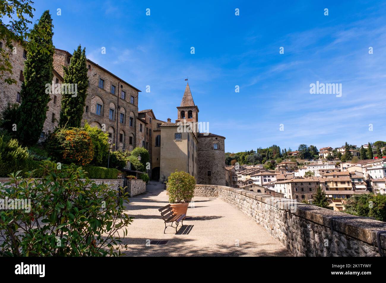 clocher dans la ville médiévale d'Anghiari en Toscane Banque D'Images