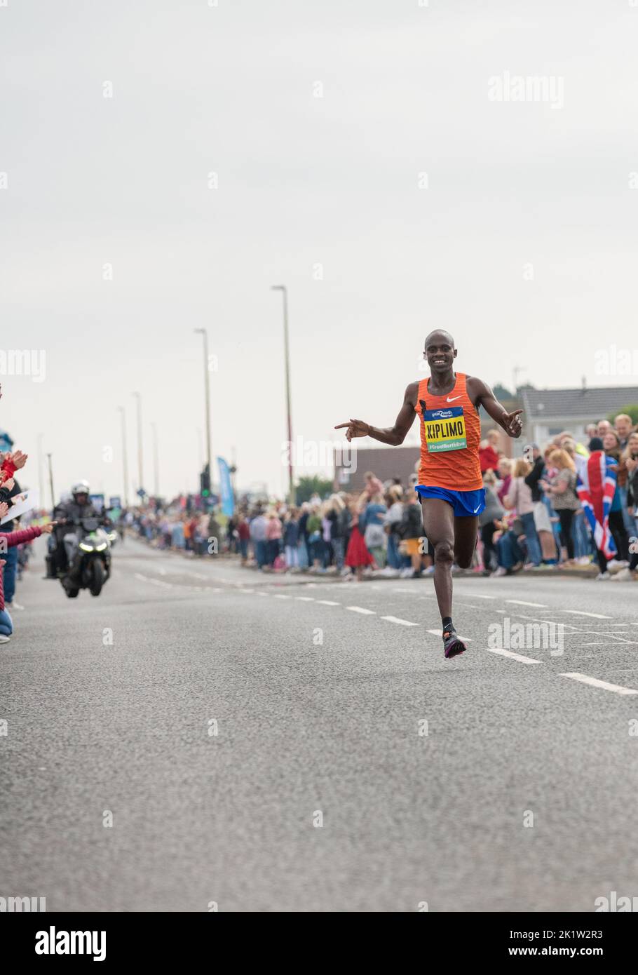 Jacob Kiplimo, coureur de fond ougandais qui a remporté le semi-marathon Great North Run de 2022. Banque D'Images