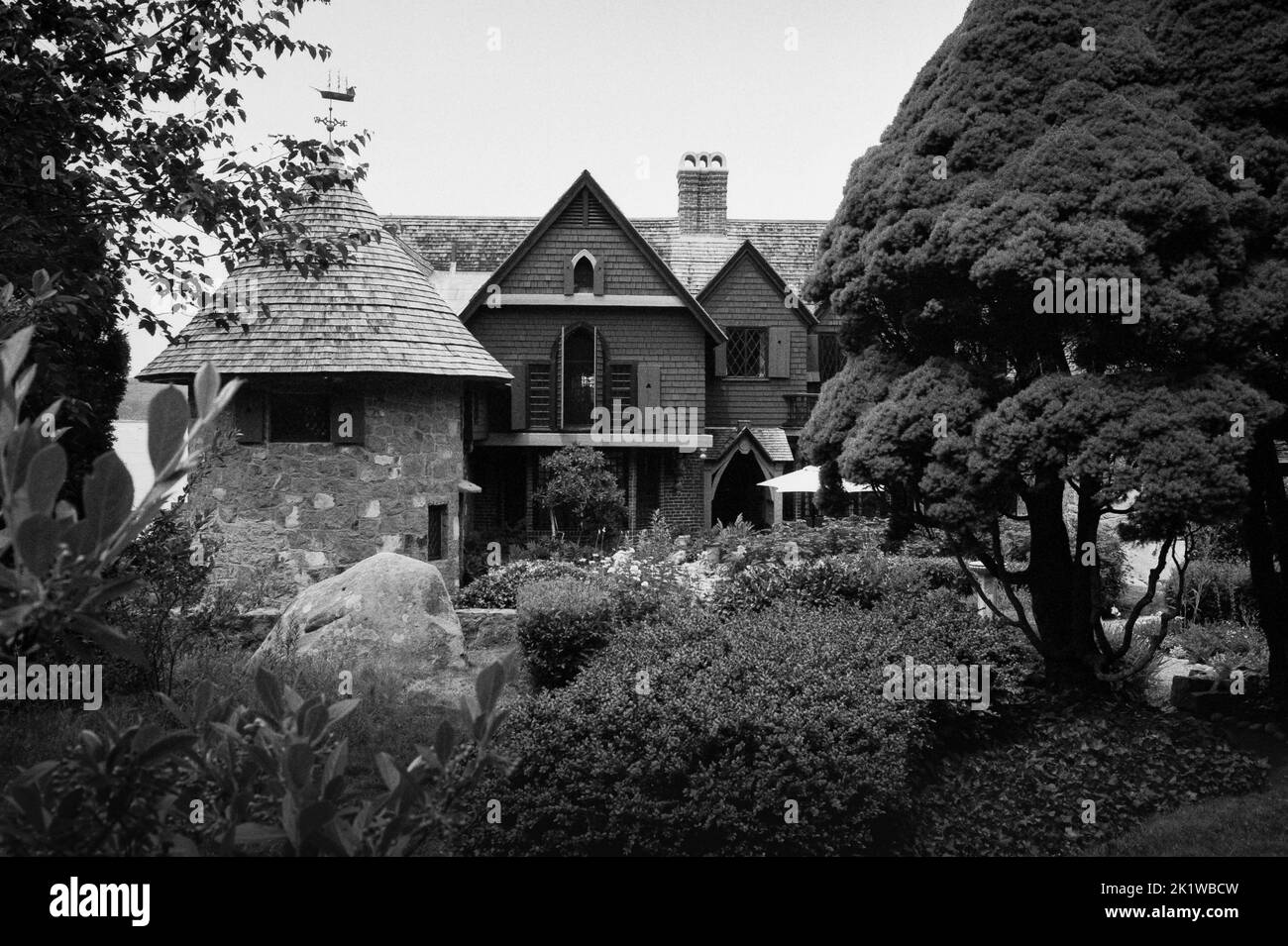 La maison Beauport - Sleeper-McCann à Gloucester, Massachusetts. L'image a été capturée sur film analogique noir et blanc. Banque D'Images