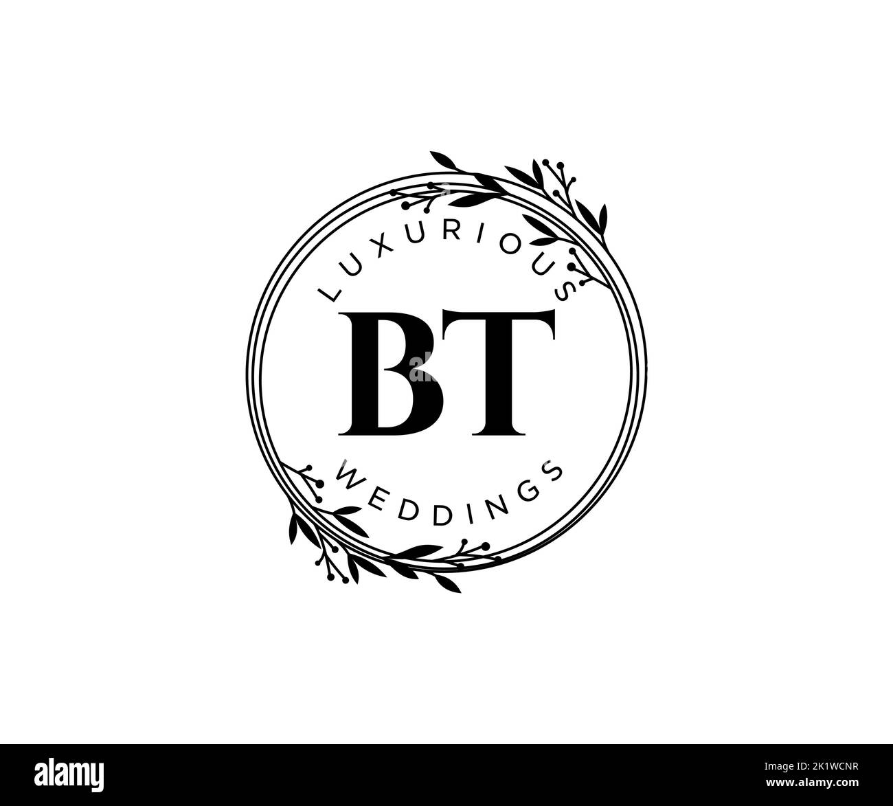 BT initiales lettre mariage monogramme logos modèle, dessin à la main moderne minimalistes et modèles floraux pour cartes d'invitation, Save the Date, élégant Illustration de Vecteur