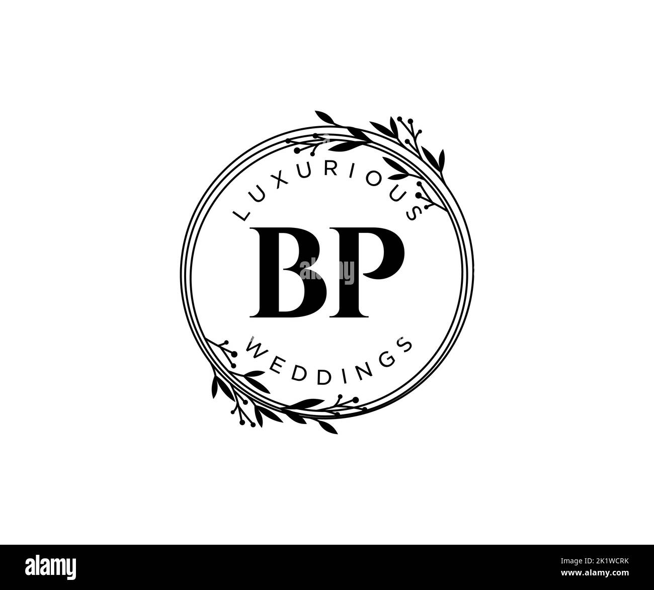 BP initiales lettre mariage monogramme logos modèle, dessin à la main moderne minimalistes et modèles floraux pour cartes d'invitation, Save the Date, élégant Illustration de Vecteur