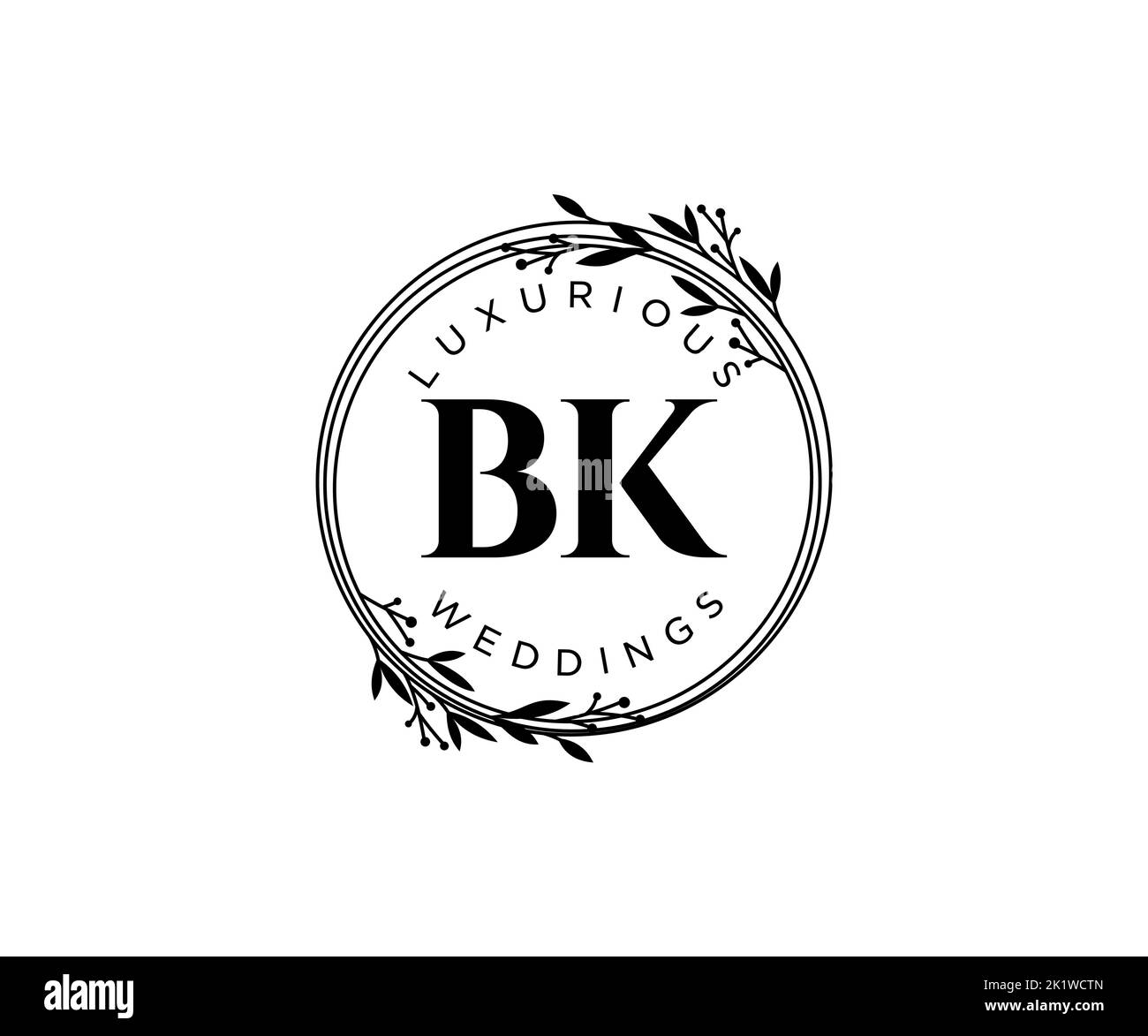 BK initiales lettre mariage monogramme logos modèle, dessin à la main moderne minimalistes et modèles floraux pour cartes d'invitation, Save the Date, élégant Illustration de Vecteur